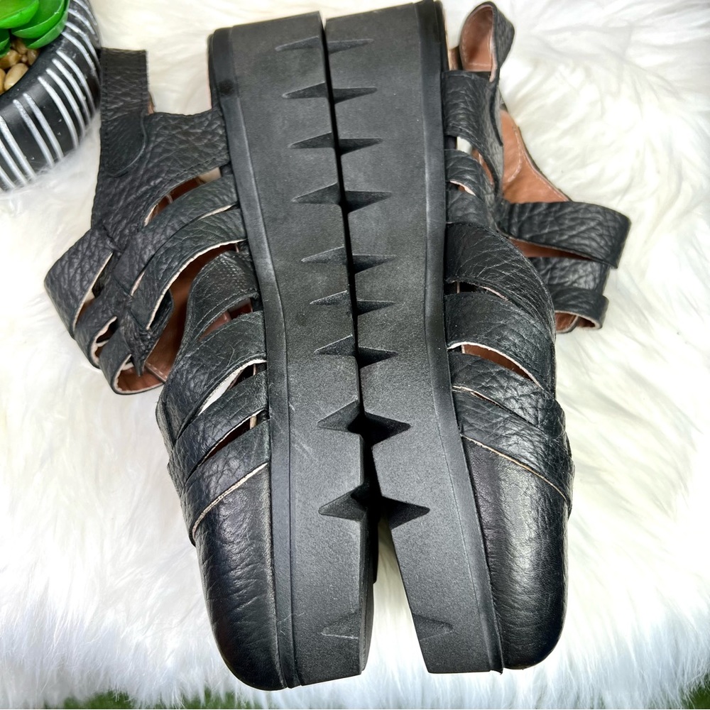 STIU Chunky Lug Sole Buckle Black Closed Toe Vegan Fisherman Sandals, 41 - Picture 6 of 10